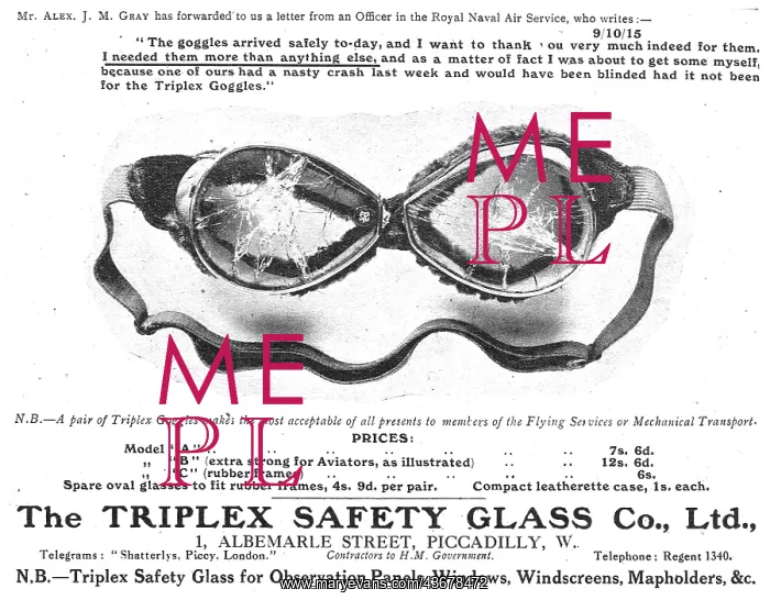  : Triplex Safety Glass Aeroplane Goggles & Windshields