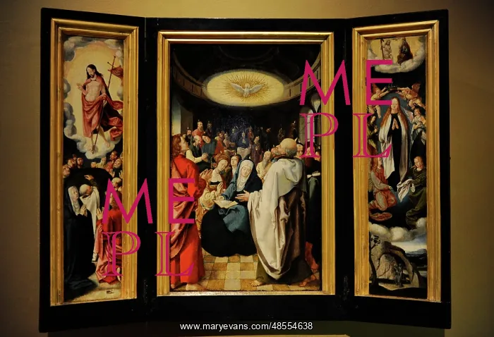 : Triptych with Descent of the Holy Spirit. 16th century. Disc : Triptych with Descent of the Holy Spirit. 16th century. Disc