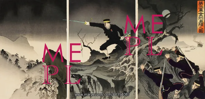 : Triptych - Soldiers clambering over rocks in moonlight : Triptych - Soldiers clambering over rocks in moonlight