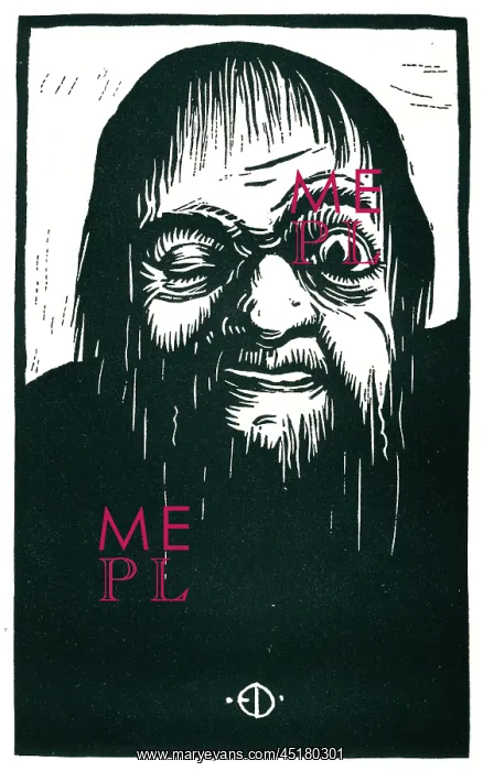 : Tritone. A woodcut which portrays a winking old man with seemingly drenched hair : Tritone. A woodcut which portrays a winking old man with seemingly drenched hair