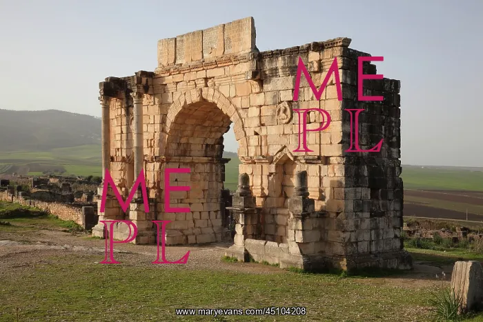 : Triumphal Arch of Caracalla, Volubilis, Meknes-Tafilalet : Triumphal Arch of Caracalla, Volubilis, Meknes-Tafilalet