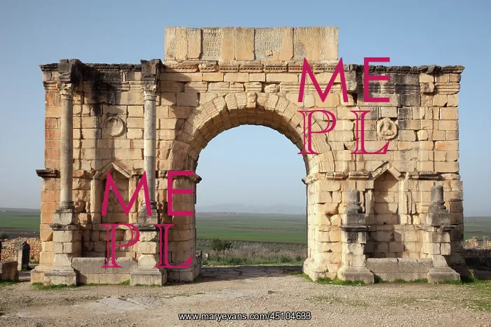 : Triumphal Arch of Caracalla, Volubilis, Meknes-Tafilalet : Triumphal Arch of Caracalla, Volubilis, Meknes-Tafilalet