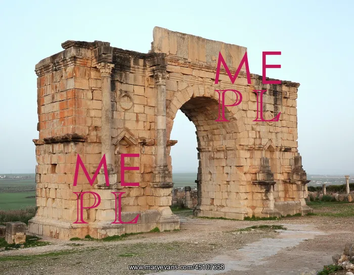 : Triumphal Arch of Caracalla, Volubilis, Meknes-Tafilalet : Triumphal Arch of Caracalla, Volubilis, Meknes-Tafilalet