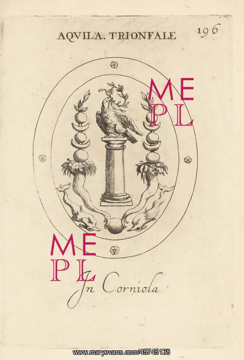 : Triumphal eagle with laurel wreath on a column : Triumphal eagle with laurel wreath on a column