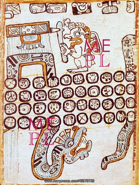 : Trocortesian or Madrid Codex. s.XIV. Detail. Maya : Trocortesian or Madrid Codex. s.XIV. Detail. Maya
