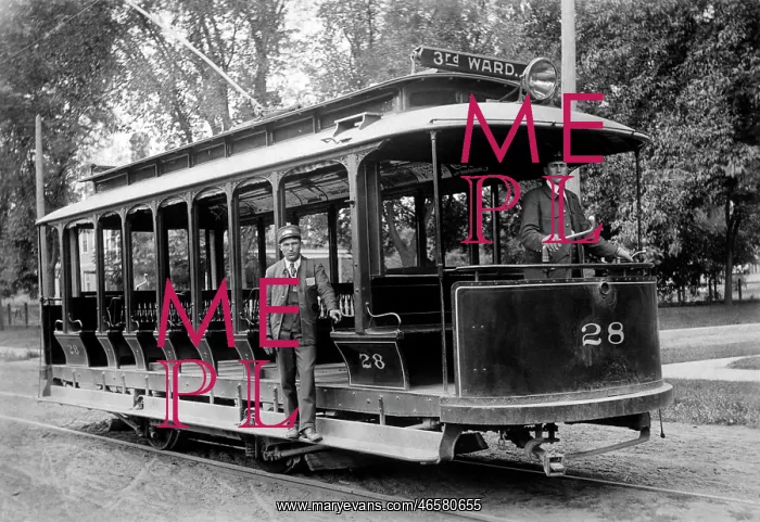 : Trolley Car with Motorman and Conductor : Trolley Car with Motorman and Conductor