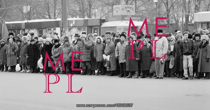: Trolleybus stop in Moscow, 1994 : Trolleybus stop in Moscow, 1994