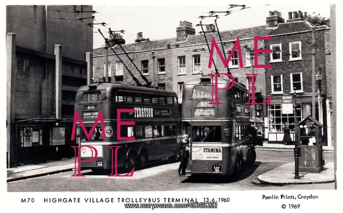 : Trolleybus terminal, Highgate Village, North London : Trolleybus terminal, Highgate Village, North London