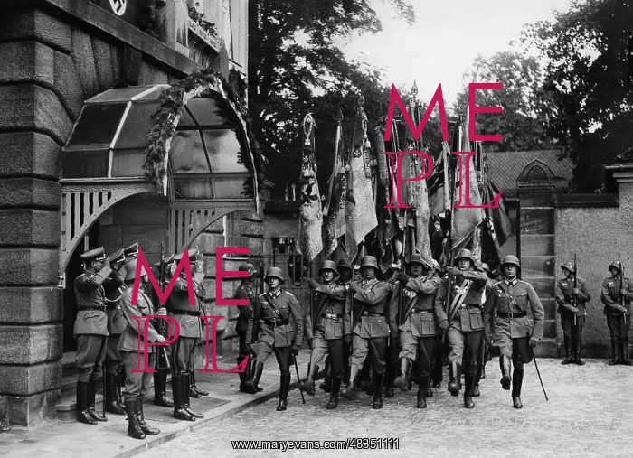 : Troop flags are carried to the marquee, 1935 : Troop flags are carried to the marquee, 1935