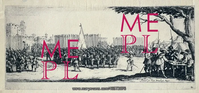 : Troop recruitment. Engraving from The miseries : Troop recruitment. Engraving from The miseries