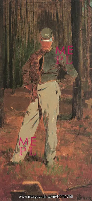 : Trooper Meditating Before a Grave, by Winslow Homer : Trooper Meditating Before a Grave, by Winslow Homer