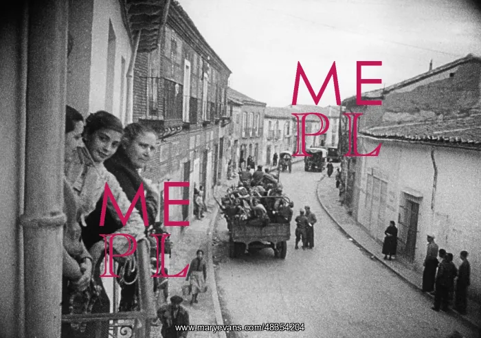 : Troops marching through a Spanish village, 1936 : Troops marching through a Spanish village, 1936