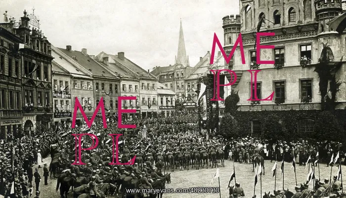 : Troops of the Reichswehr are received in Leobschutz, 192 : Troops of the Reichswehr are received in Leobschutz, 192
