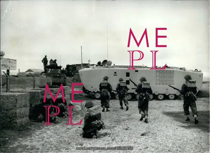 : Troops taking part in demonstration at Eastney, UK : Troops taking part in demonstration at Eastney, UK
