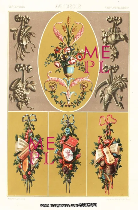 : Trophies and bouquets, 18th century : Trophies and bouquets, 18th century