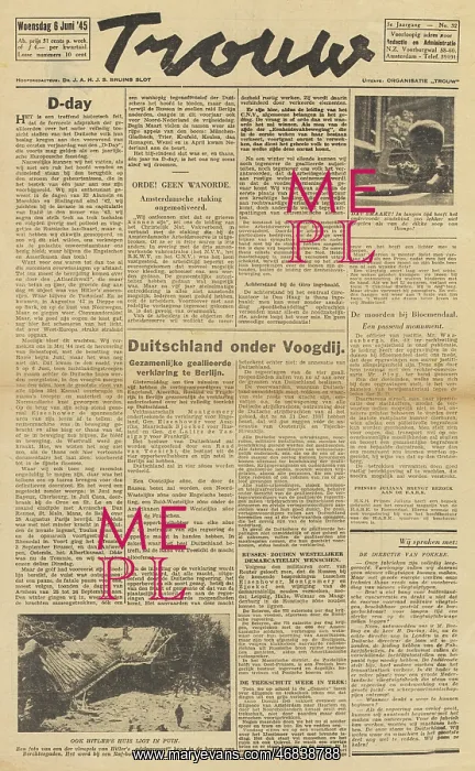 : Trouw front page Germany under Allied control : Trouw front page Germany under Allied control