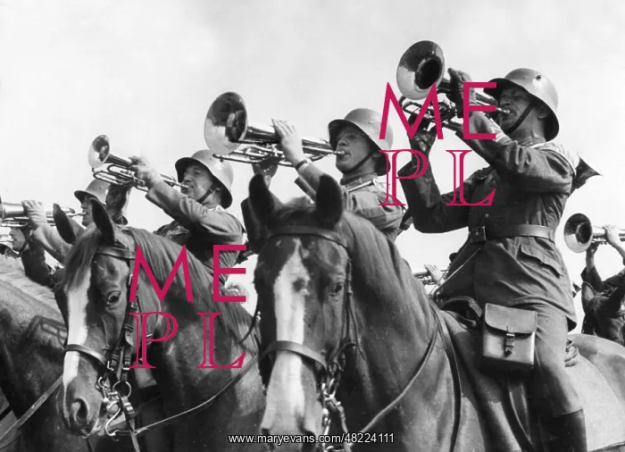 : Trumpet corps at a parade : Trumpet corps at a parade