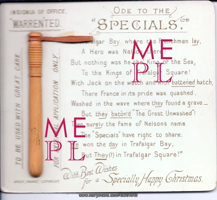 : Truncheon with comic verse on a Christmas card : Truncheon with comic verse on a Christmas card