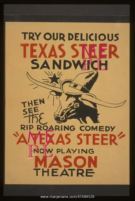 : Try our delicious Texas steer sandwich, then see the rip roa : Try our delicious Texas steer sandwich, then see the rip roa