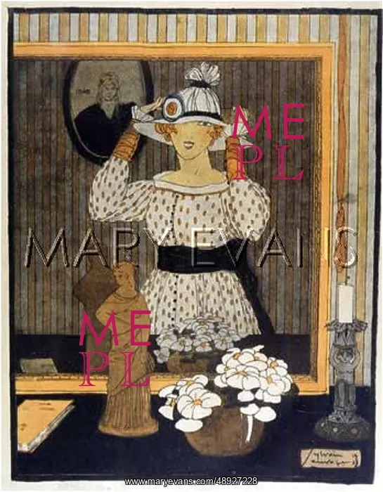 : TRYING ON A HAT 1918 : TRYING ON A HAT 1918