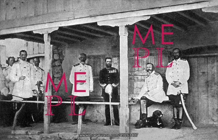 : Tsar Alexander II in uniform, with his staff, Bulgaria : Tsar Alexander II in uniform, with his staff, Bulgaria