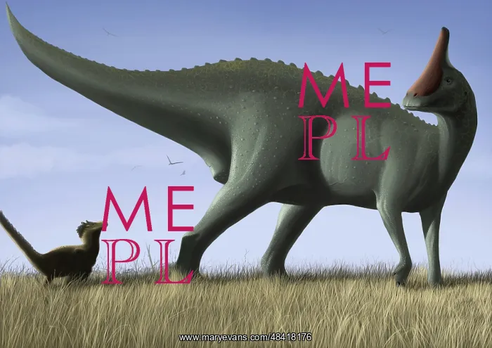 : Tsintaosaurus spinorhinus and its offspring in an open field : Tsintaosaurus spinorhinus and its offspring in an open field