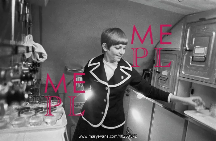  : TU-144. A stewardess on board of supersonic transport aircraft TU-144