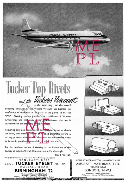 : Tucker Pop Rivets Used On The New Vickers Viscount : Tucker Pop Rivets Used On The New Vickers Viscount