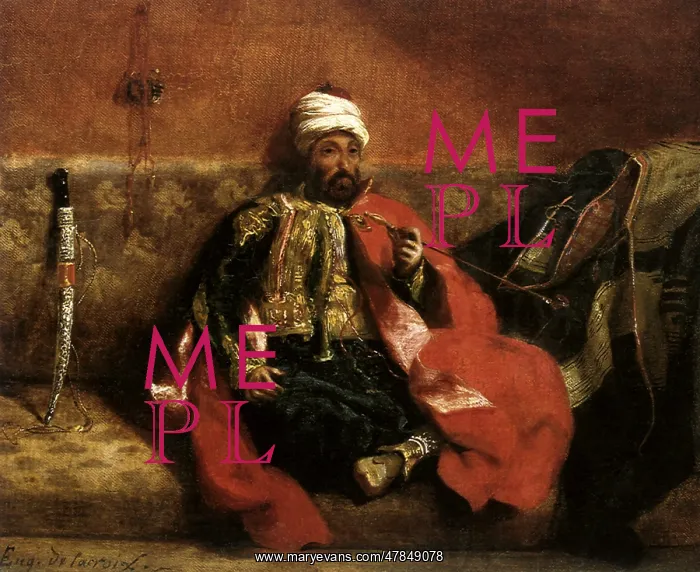 : Turk Seated on a Sofa Smoking, by Delacroix : Turk Seated on a Sofa Smoking, by Delacroix