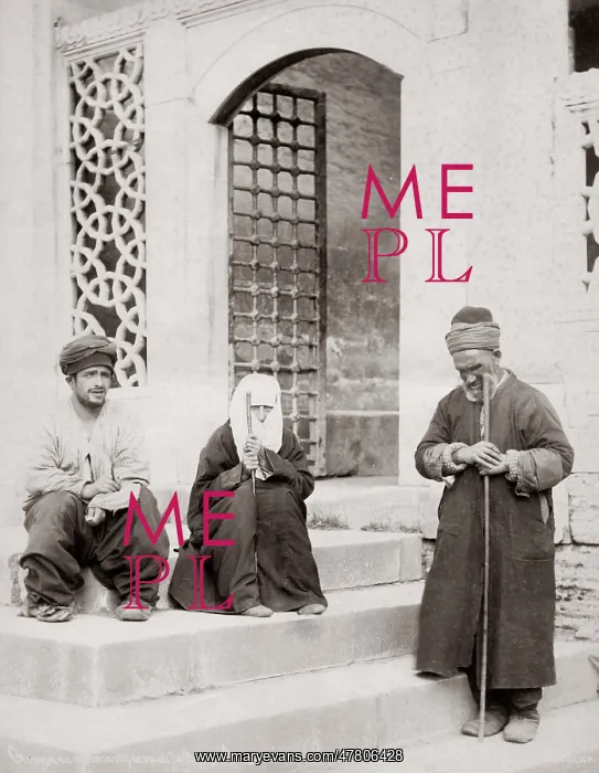 : Turkish beggars, Constantinople, Istanbul, Turkey, c.1890 : Turkish beggars, Constantinople, Istanbul, Turkey, c.1890