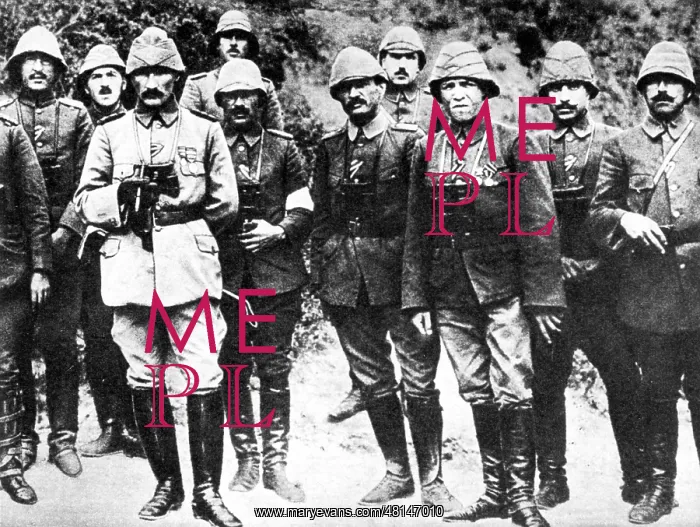 : Turkish commander Mustafa Kemal with officers : Turkish commander Mustafa Kemal with officers