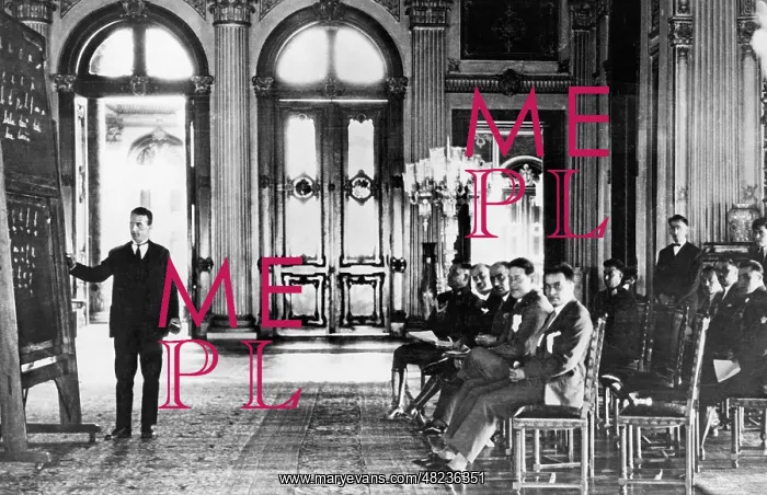 : Turkish officials and officers during a writing class : Turkish officials and officers during a writing class