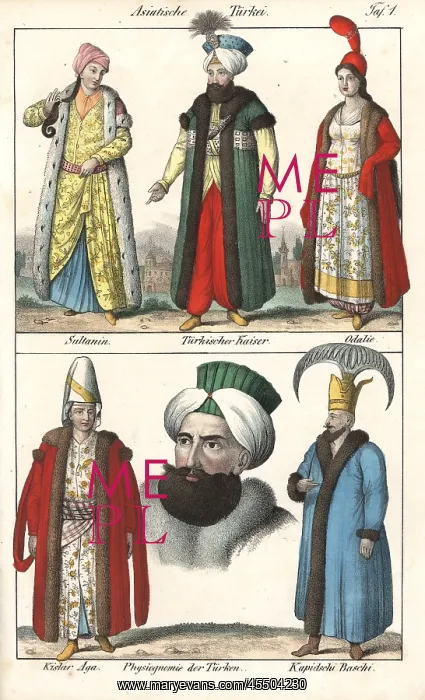 : Turkish sultan, sultana, Chief Black Eunuch and harem guard : Turkish sultan, sultana, Chief Black Eunuch and harem guard