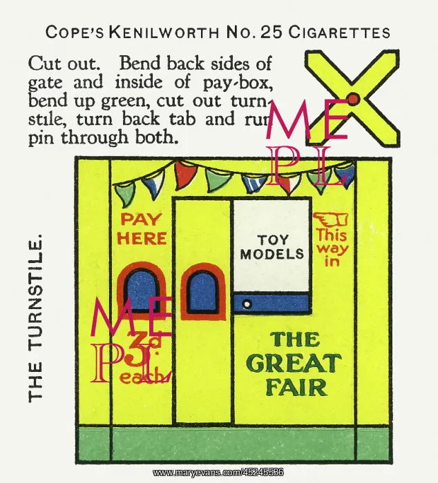 : Turnstile. Cope's Toy Models (The Country Fair) cigarette cards : Turnstile. Cope's Toy Models (The Country Fair) cigarette cards