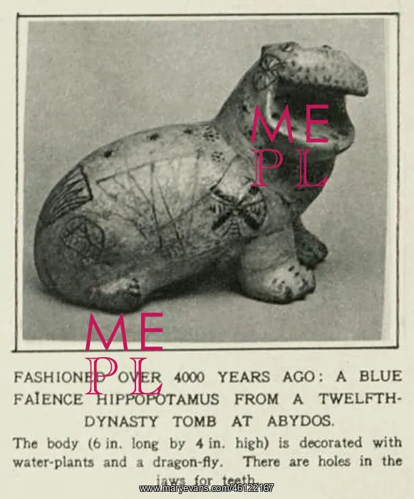 : Turquoise Blue Faience Hippopotamus from Abydos : Turquoise Blue Faience Hippopotamus from Abydos