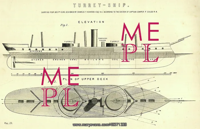  : Turret Ship, elevation, and plan of upper deck