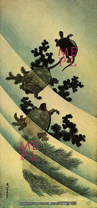  : Turtles in the Water, by Hokusai