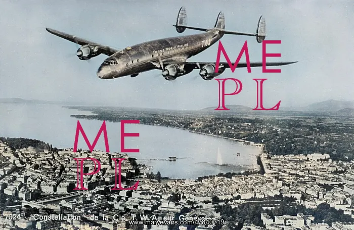 : TWA Constellation plane over Geneva, Switzerland : TWA Constellation plane over Geneva, Switzerland