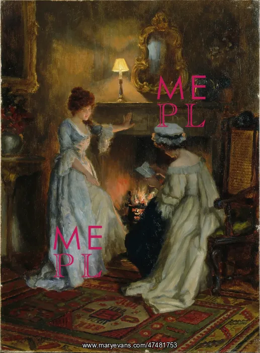 : In the Twilight – two women by a fireplace : In the Twilight – two women by a fireplace