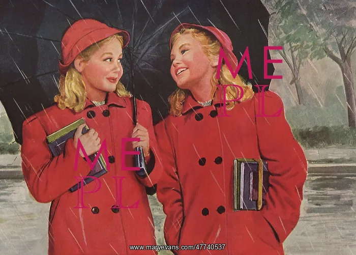  : Twin Sisters under Umbrella