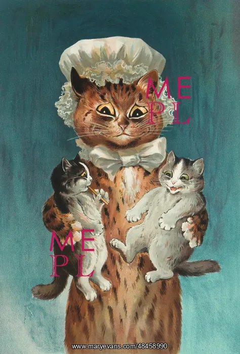 : Twins by Louis Wain : Twins by Louis Wain