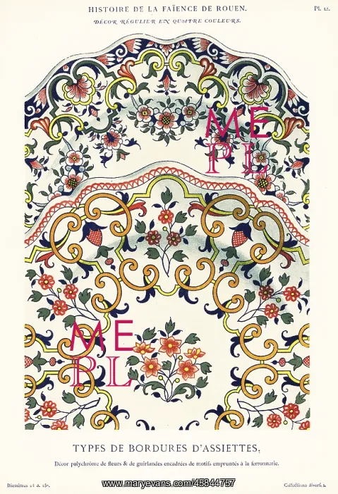  : Types of plate borders is polychrome design, Rouen