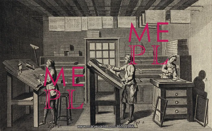 : Typesetter in press. Detail of plate 1 for article : Typesetter in press. Detail of plate 1 for article