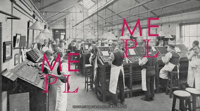 : Typesetting by hand, Morning Post newspaper, London : Typesetting by hand, Morning Post newspaper, London