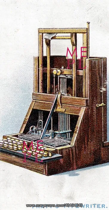 : Typewriter patented by John Pratt in 1866 : Typewriter patented by John Pratt in 1866