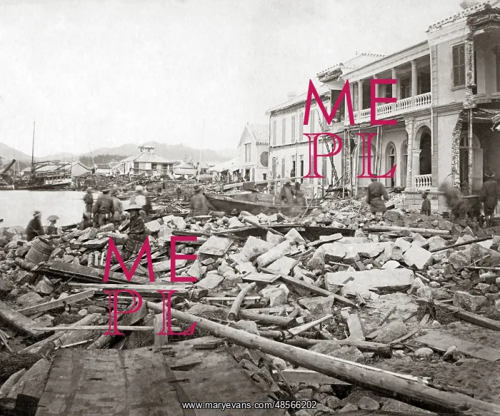  : Typhoon damage along the Bund, Kobe, Japan, 1876