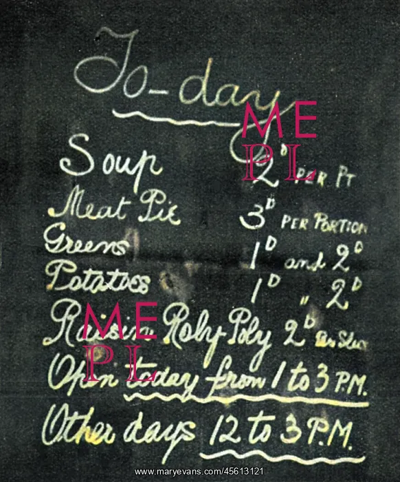 : Typical menu at a communal kitchen, WW1 : Typical menu at a communal kitchen, WW1