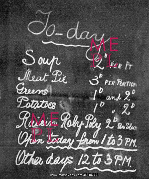 : Typical menu at a communal kitchen, WW1 : Typical menu at a communal kitchen, WW1