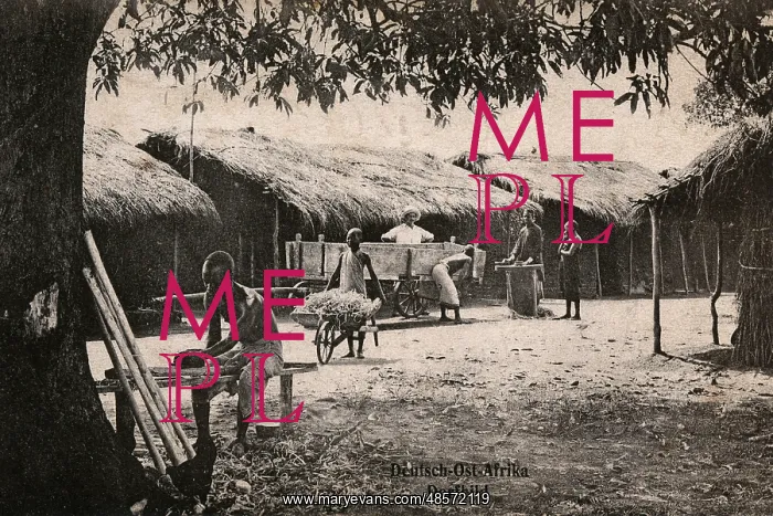 : Typical village scene, Tanganyika, German East Africa : Typical village scene, Tanganyika, German East Africa