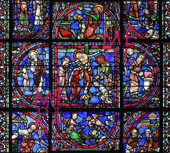 : Typological Passion stained glass window, Chartres : Typological Passion stained glass window, Chartres